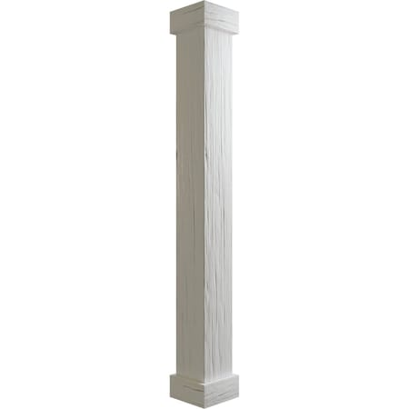 River Wood Faux Wood Non-Tapered Square Column Wrap W/ Standard Capital & Base, 16W X 5'H